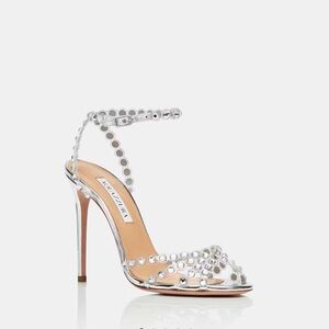 Aquazzura Silver Tequila Plexi Sandal 105 (brand new)